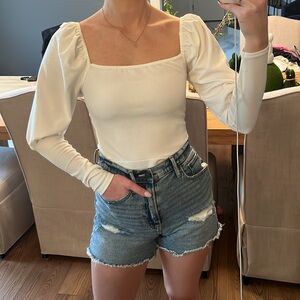 Missguided White Puff Sleeve Bodysuit